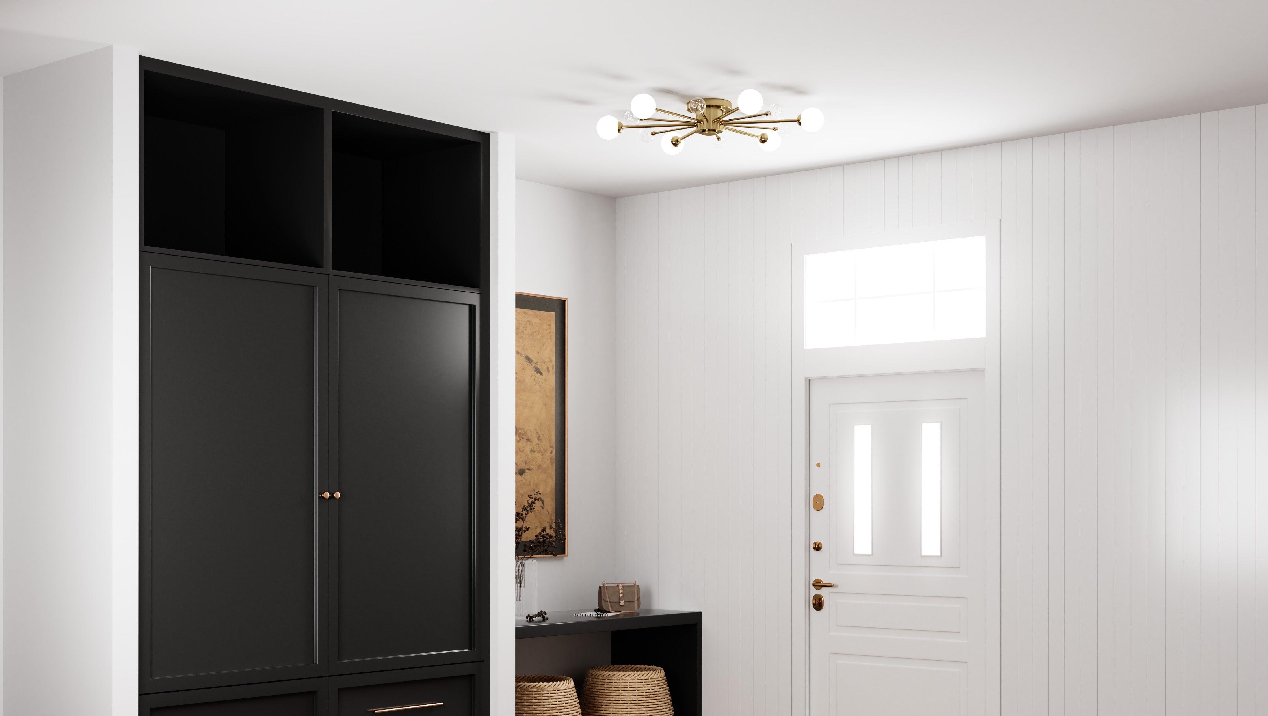 Quoizel Combe Semi-Flush stropní svítidlo černá opálové sklo