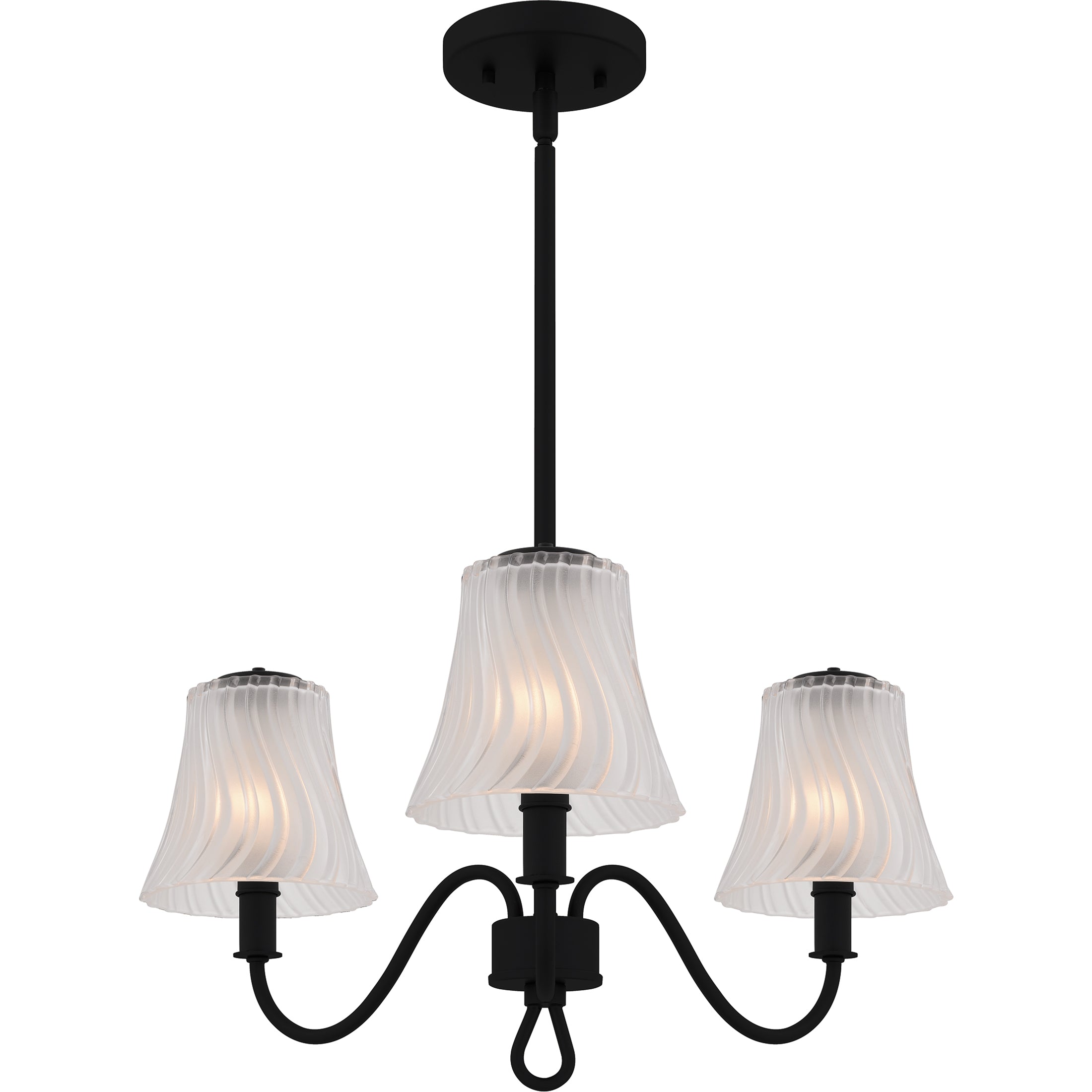 Quoizel McKinney lustr 3-light Matte Black skleněný