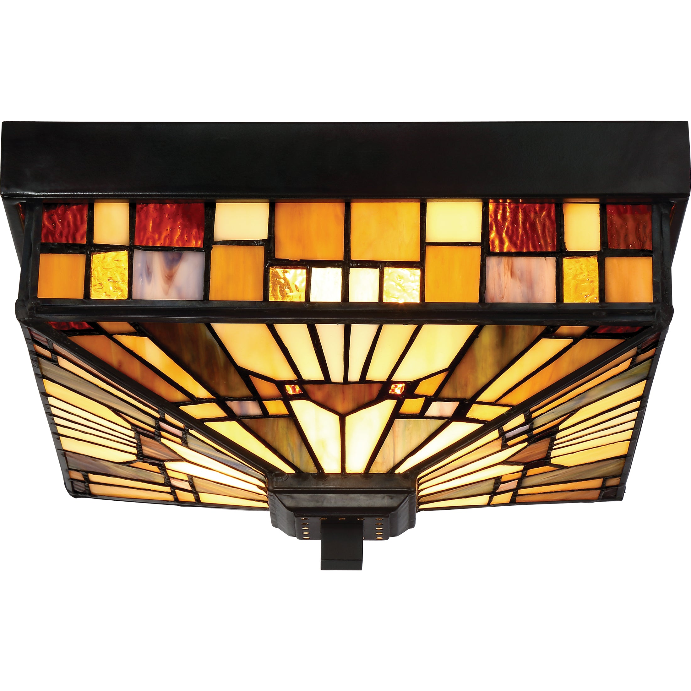 Quoizel Inglenook stropní svítidlo bronz 28 cm vitráž