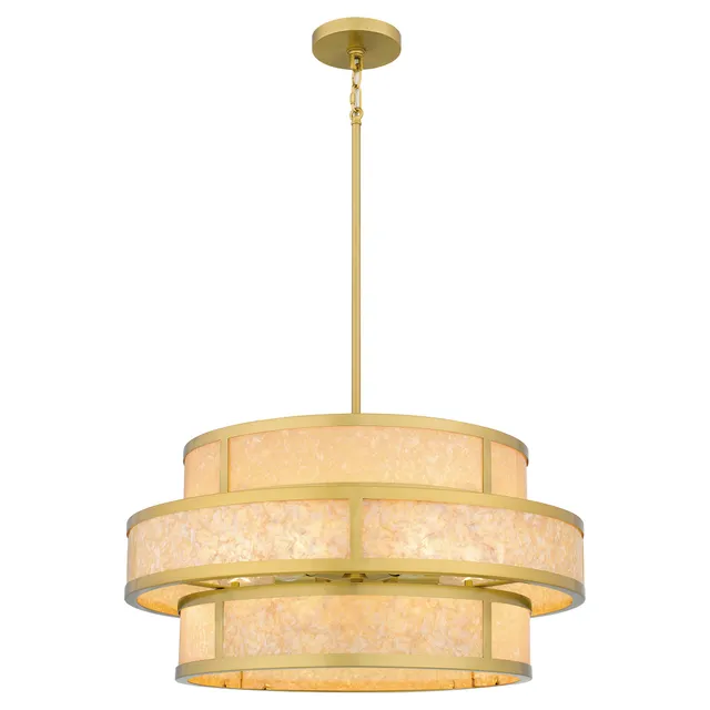 Quoizel Stoneland pendant brushed gold kapiz šel