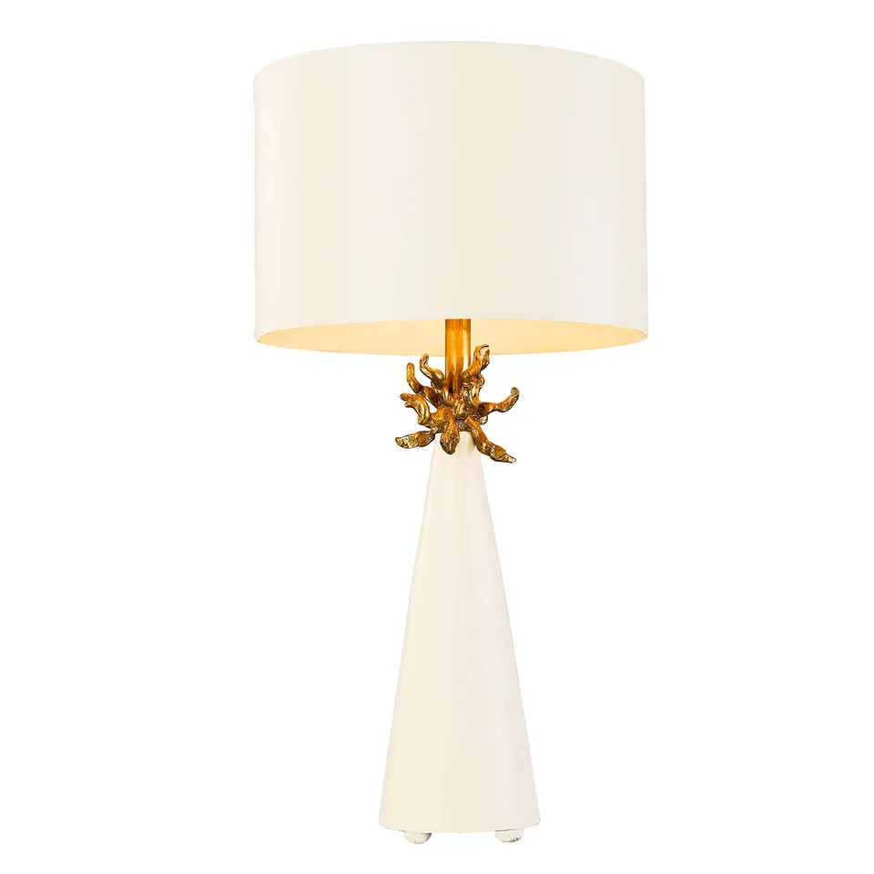 Gilded Nola Neo White stolní lampa zlatá patka 15"