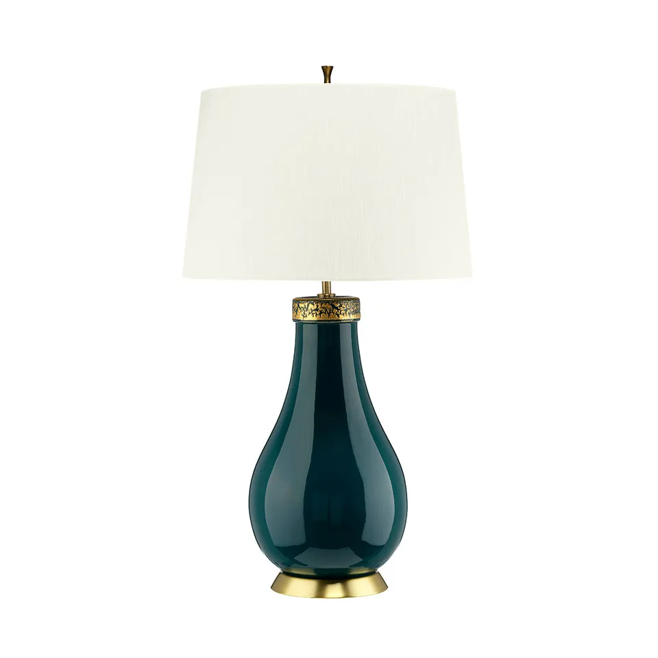Gilded Nola Havering stolní lampa tyrkysová keramika