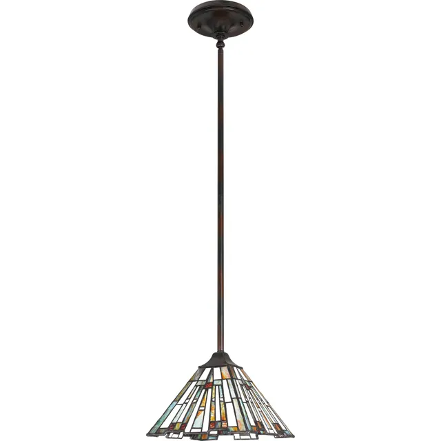 Quoizel Maybeck Mini Pendant závěsné svítlo bronz vitráž