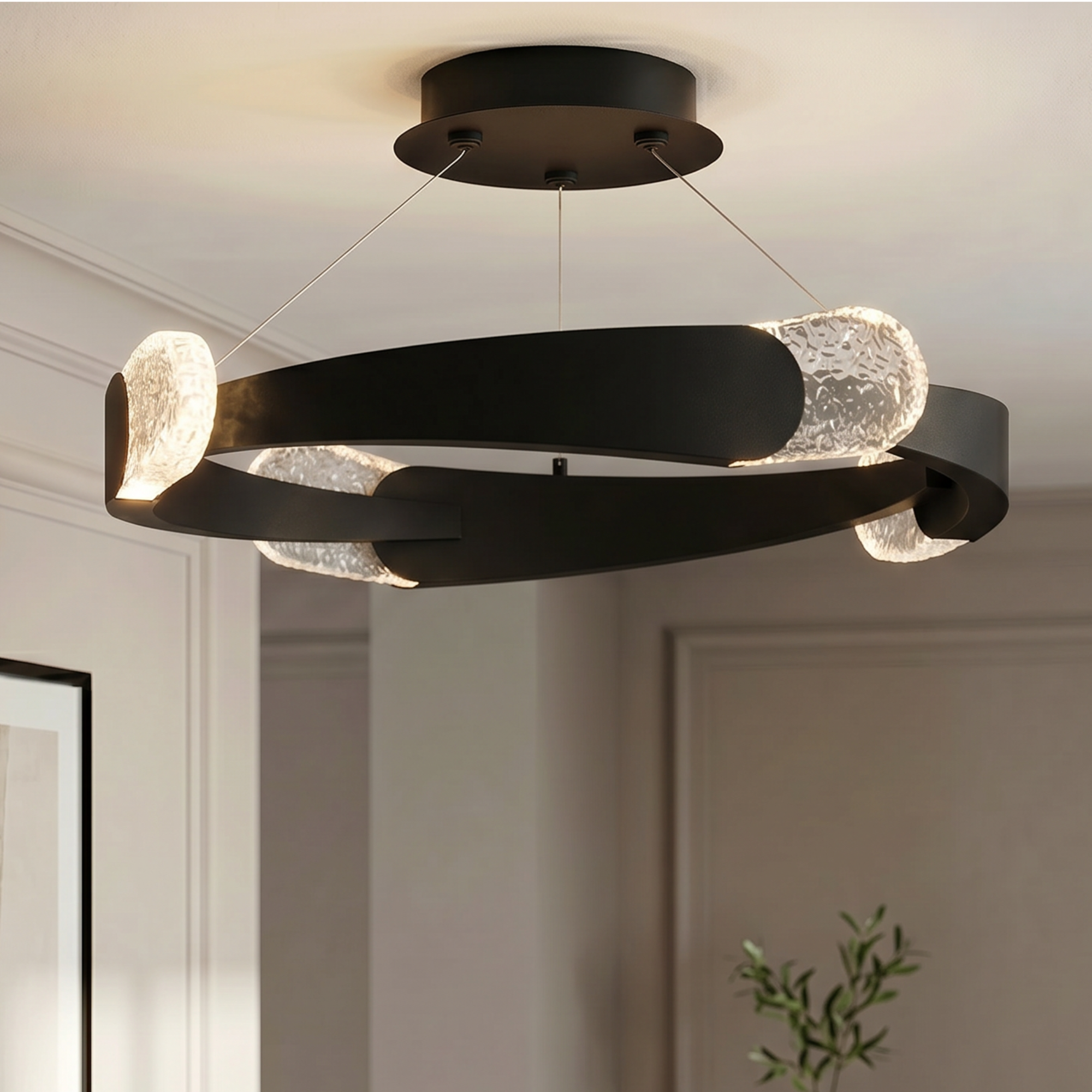 Quoizel Saffron Semi-Flush stropní svítidlo matte black LED