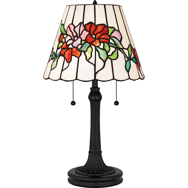 Quoizel Aurora stolní lampa černá tiffany sklo