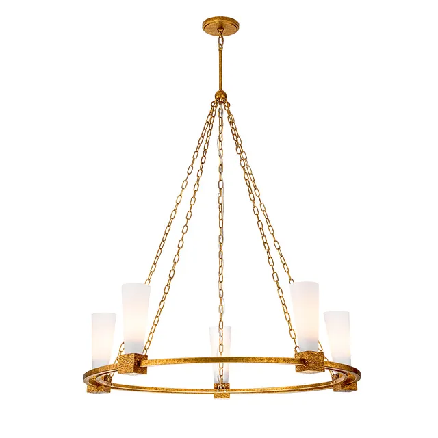 Gilded Nola Kristy lustr starožitné zlato 5 světel