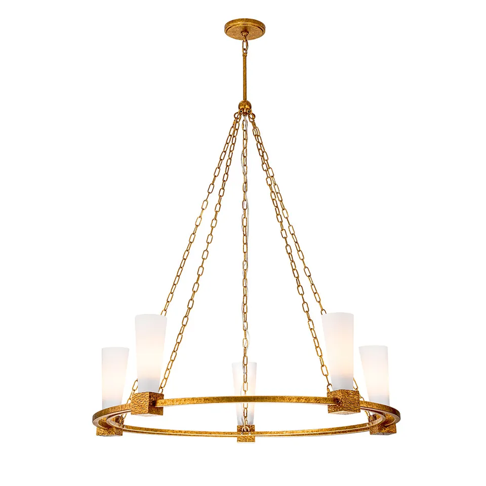 Gilded Nola Kristy lustr starožitné zlato 5 světel