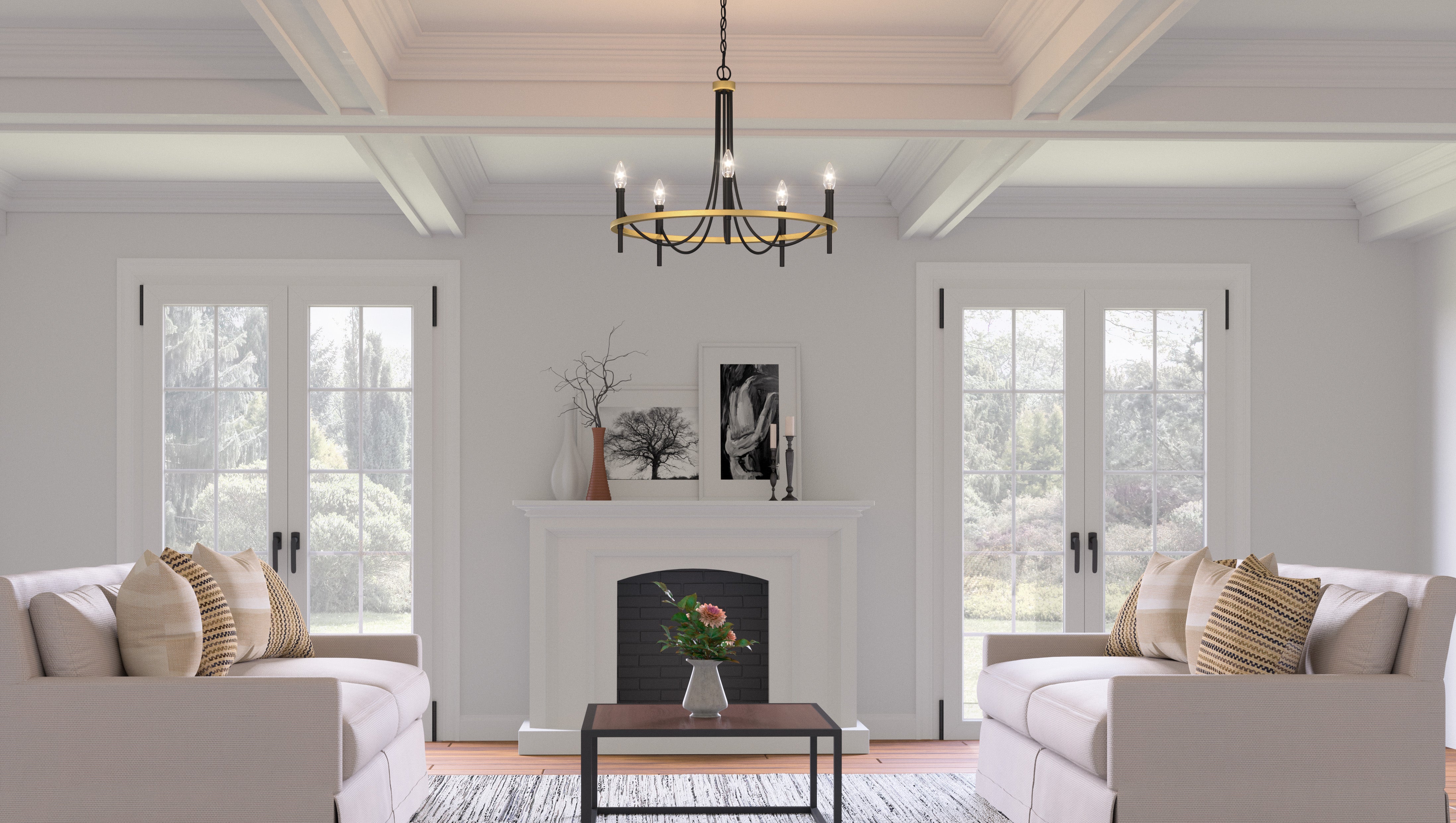 Quoizel Legare Chandelier lustr matte black zlaté detaily
