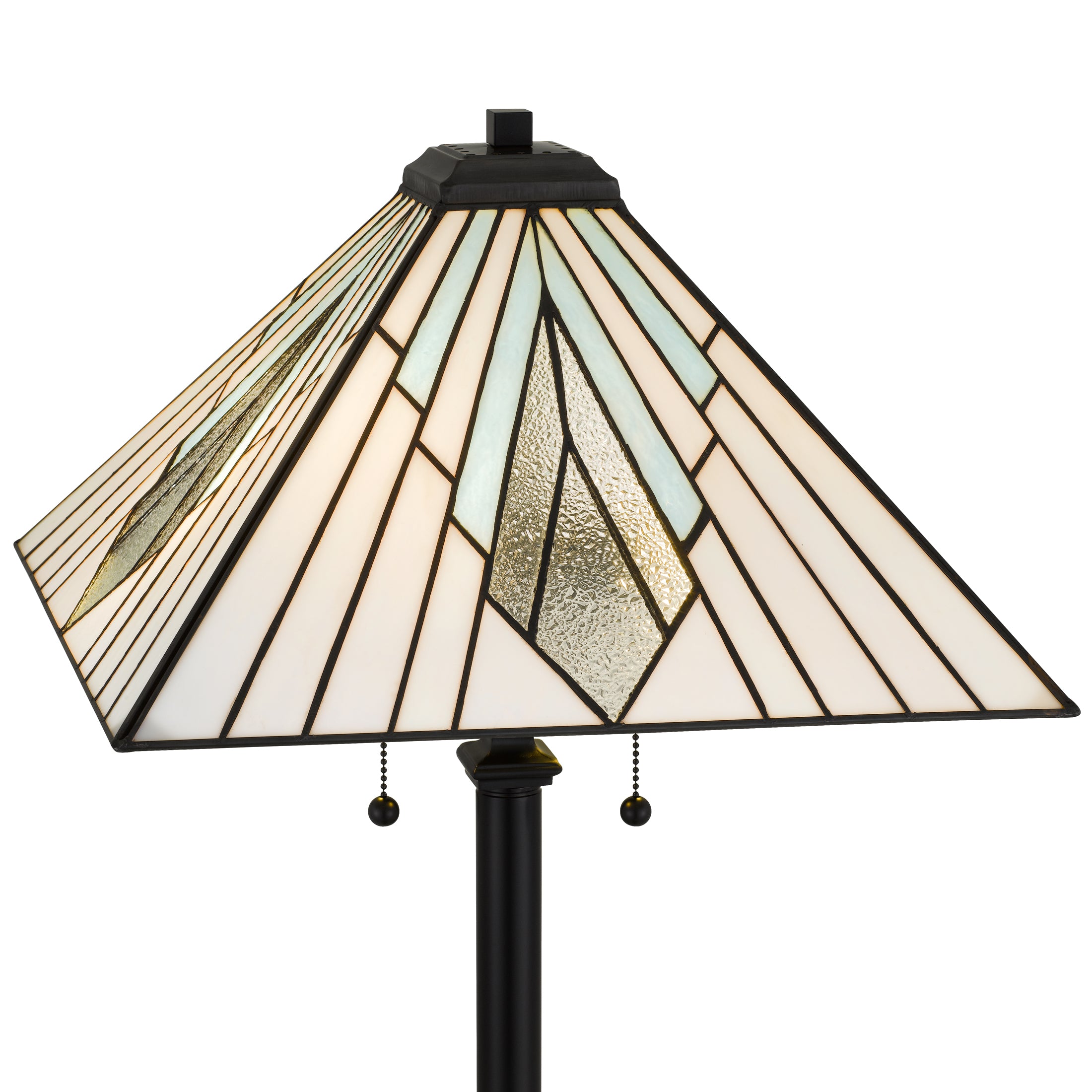 Quoizel Duvane stojací lampa matná černá vitráž