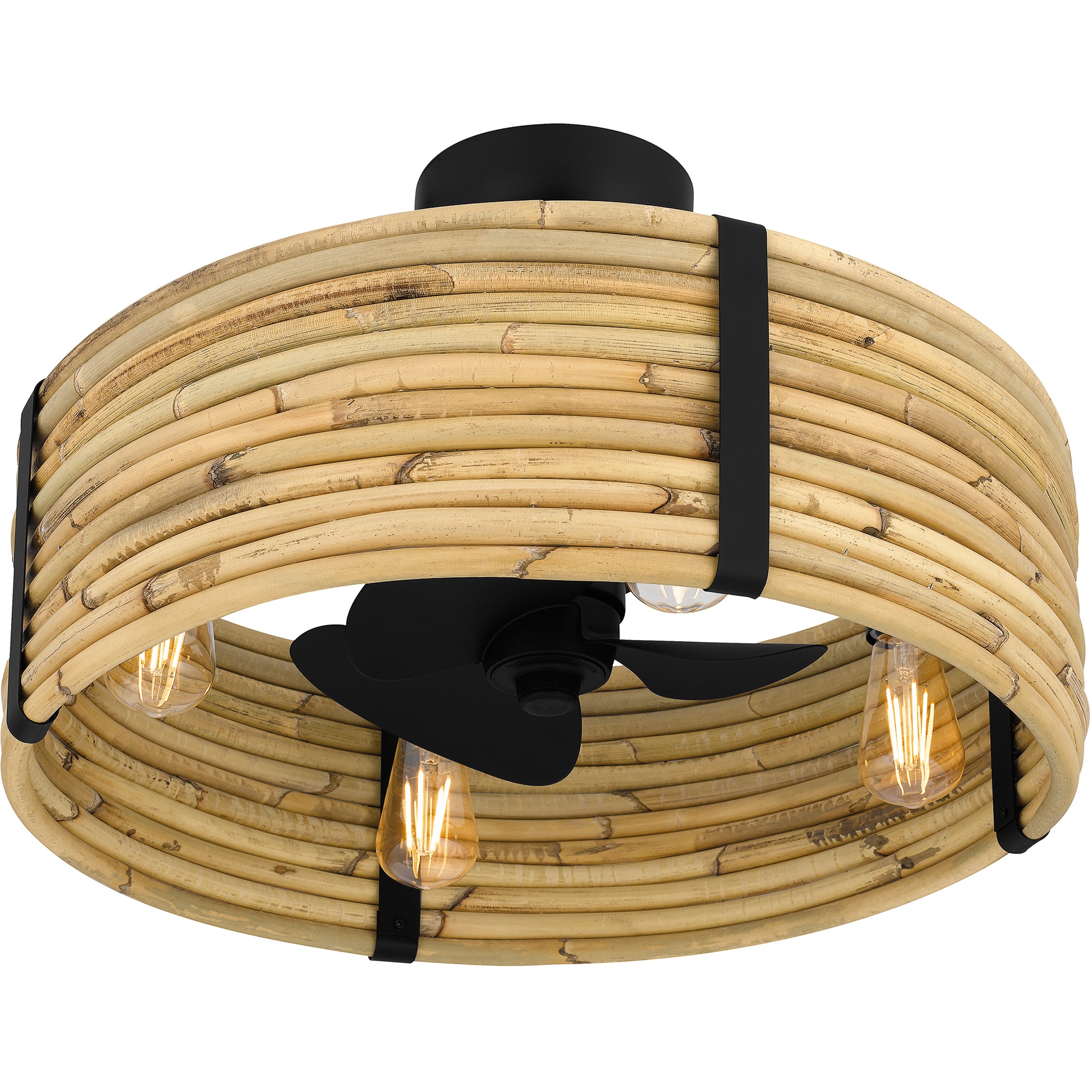 Quoizel Lachlan stropní ventilátor se světlem černý ratan