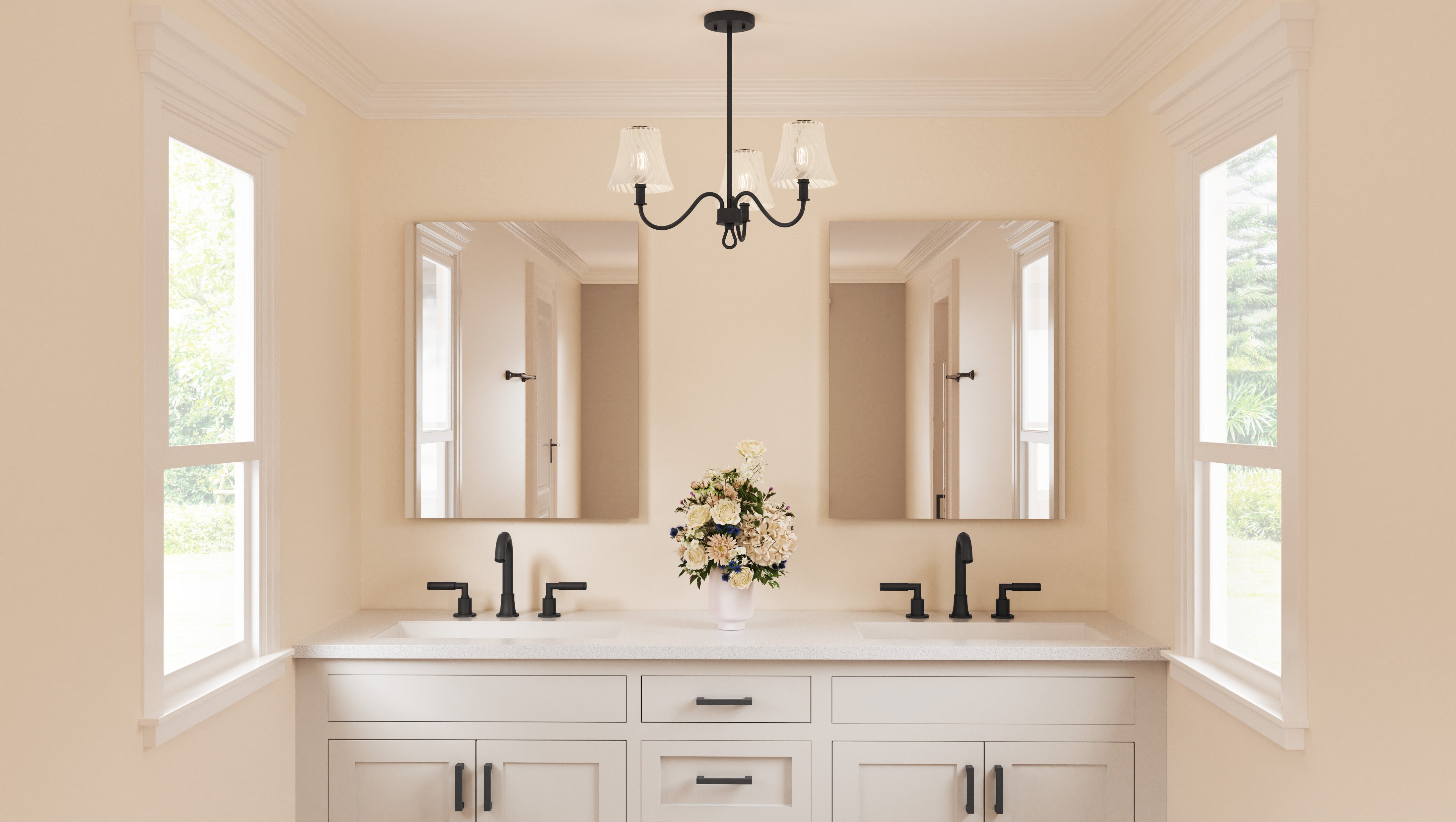 Quoizel McKinney lustr 3-light Matte Black skleněný