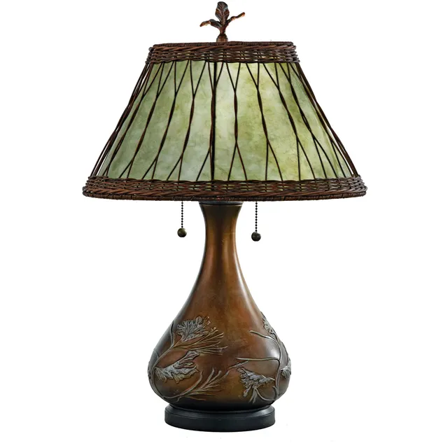 Quoizel Highland stolní lampa zelená přírodní materiál