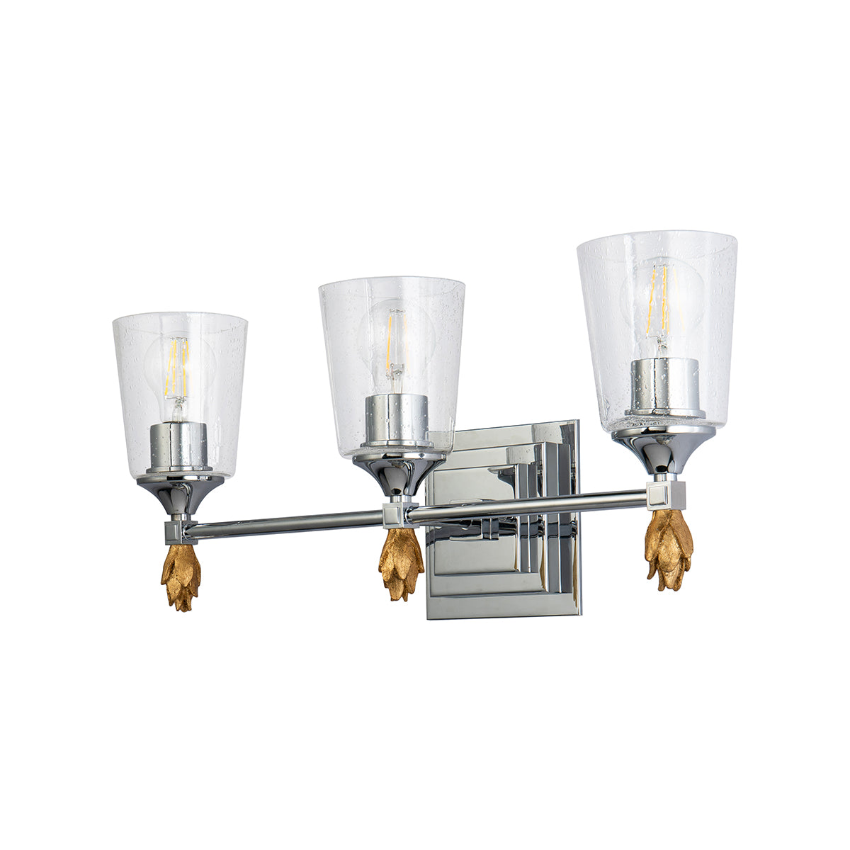 Gilded Nola Vetiver 3 Light koupelnová lišta seeded sklo