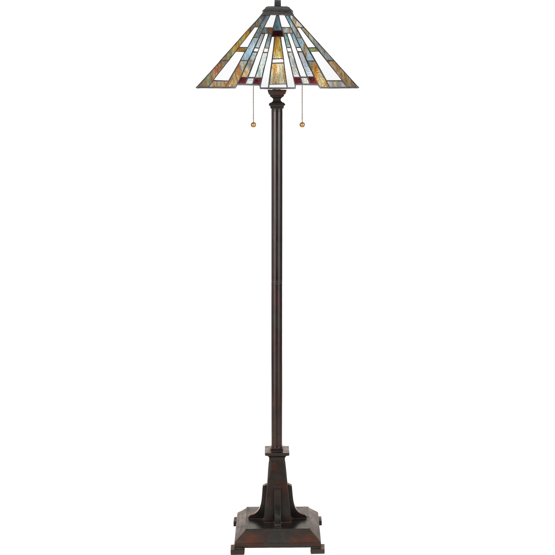 Quoizel Maybeck stojací lampa 2 světla bronz vitráž