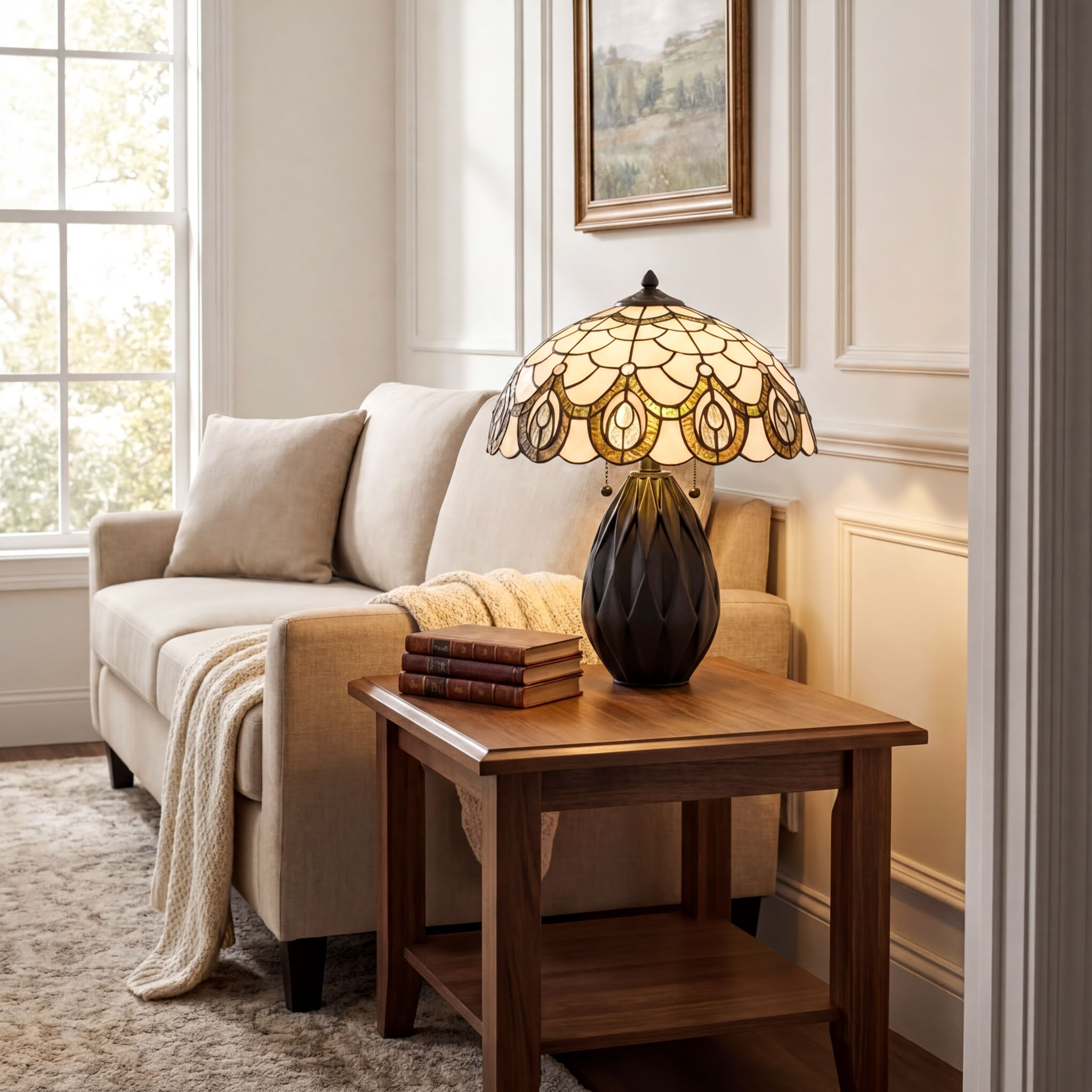 Quoizel Orla Table Lamp stolní lampa matte black vitráž