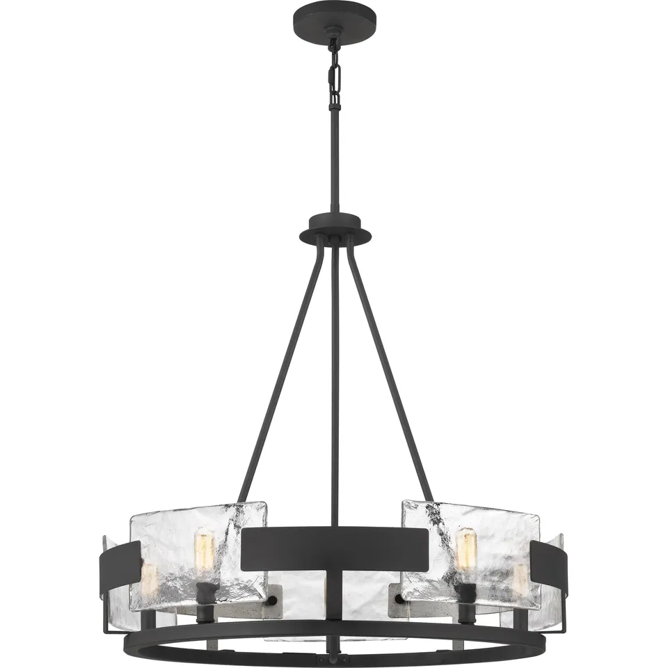 Quoizel Stratum lustr royal ebony skleněné panely