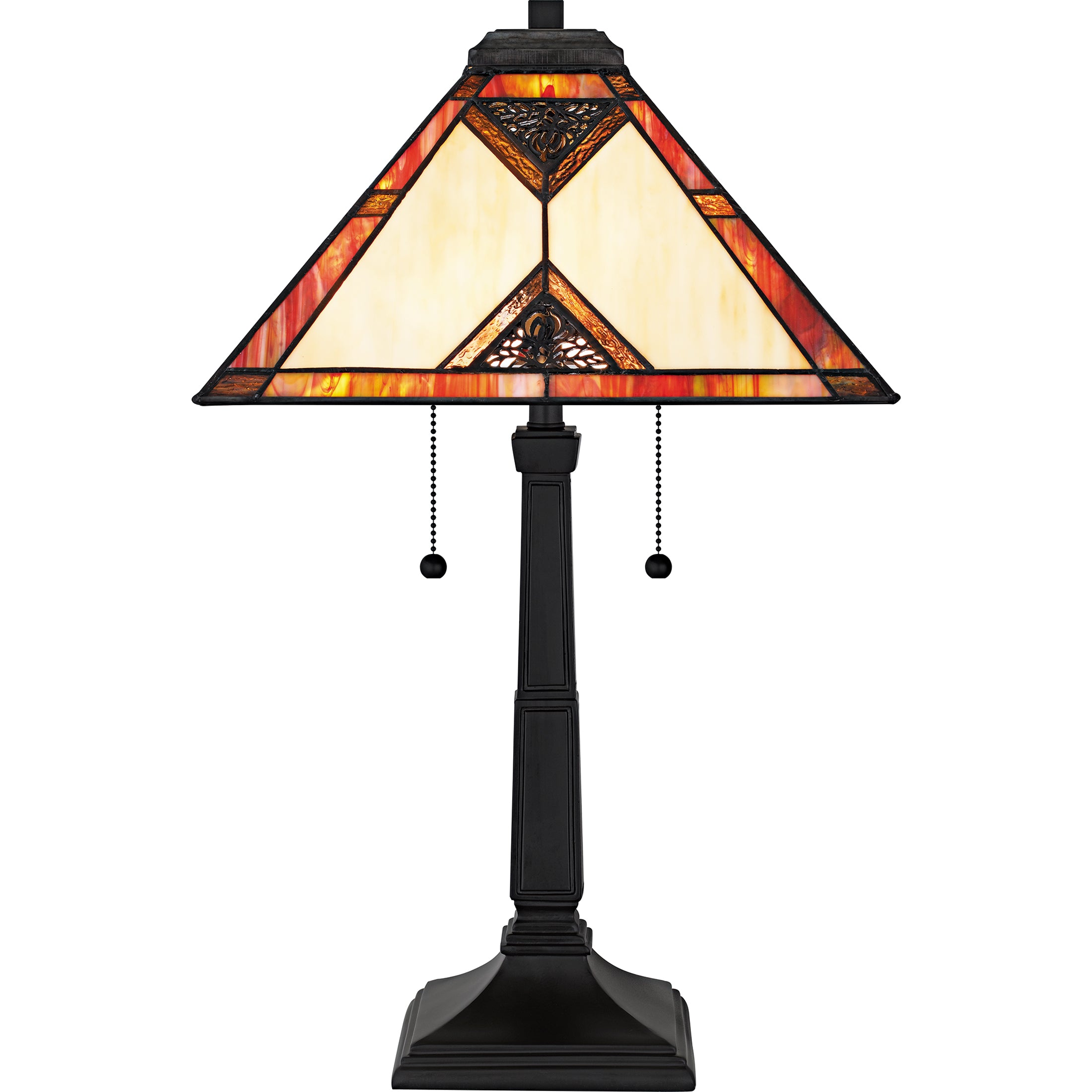 Quoizel Aiden stolní lampa černá vitráž Tiffany