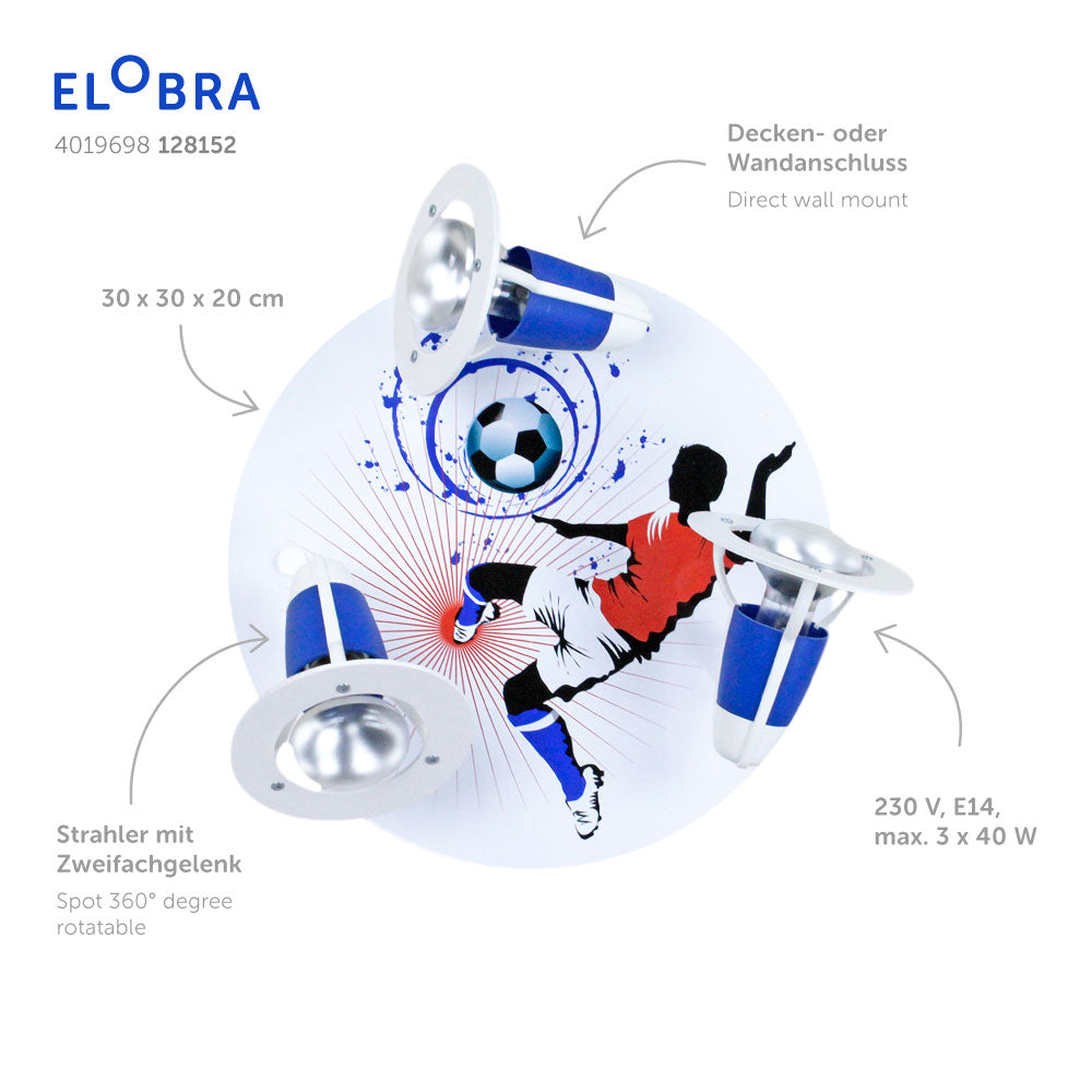 Elobra Soccer Rondell 3bodové stropní svítidlo