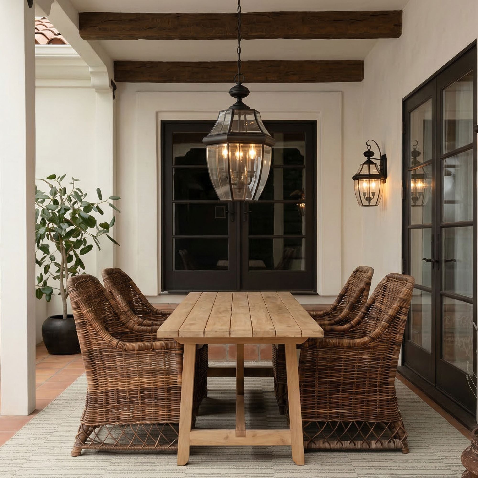 Quoizel Newbury venkovní závěs 4 světla mosaz bronz
