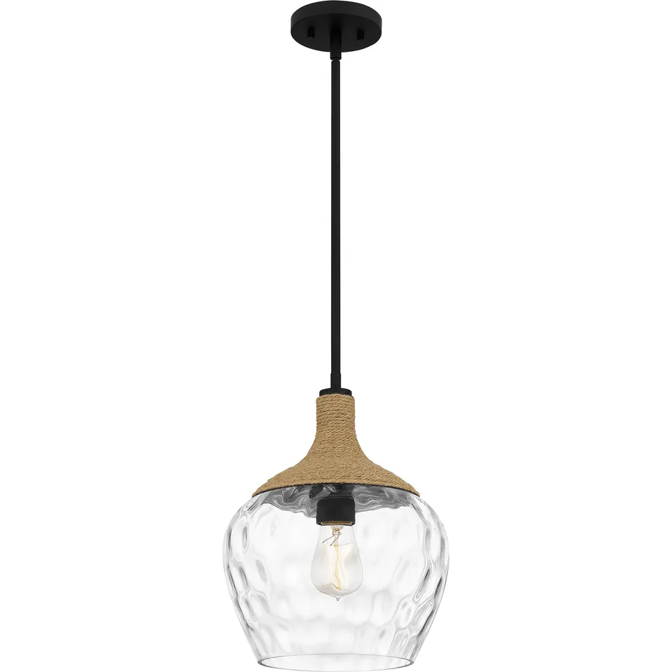 Quoizel Royer mini pendant matte black skleněný
