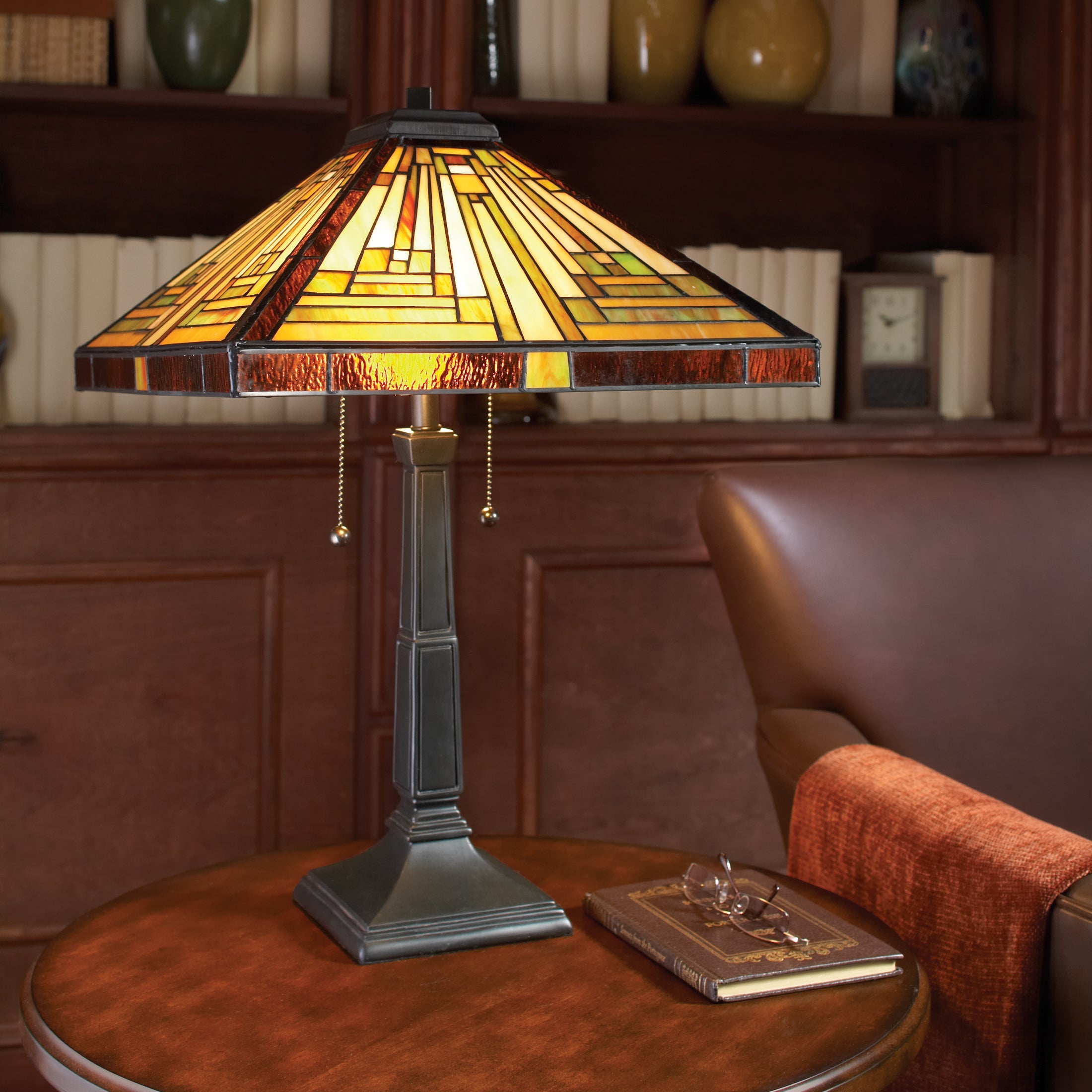 Quoizel Stephen Table Lamp lampa vintage bronze vitráž