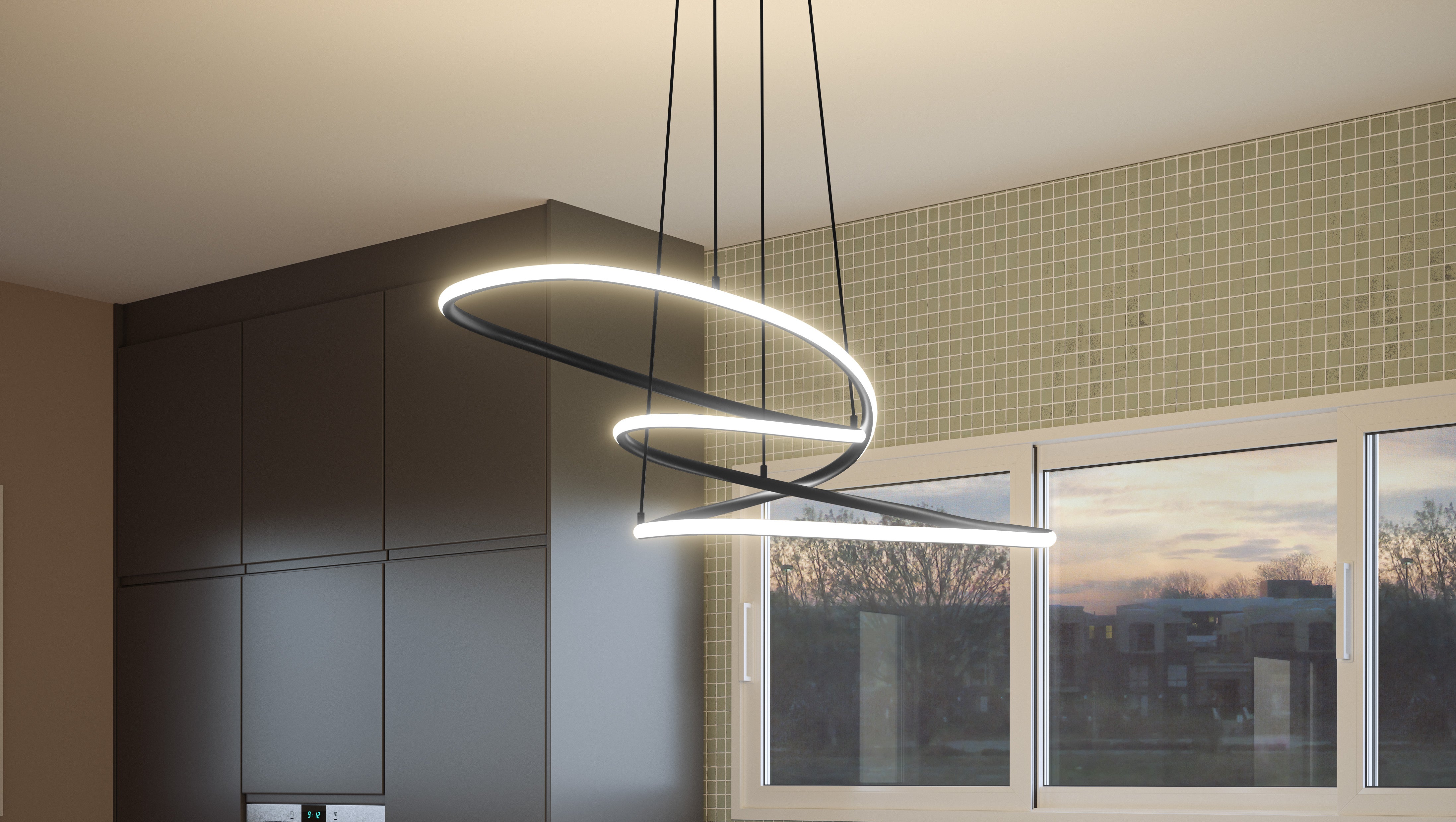 Quoizel Ovard LED závěsné svítidlo černé moderní