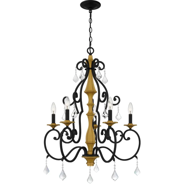 Quoizel Althea Chandelier lustr matná černá s krystaly