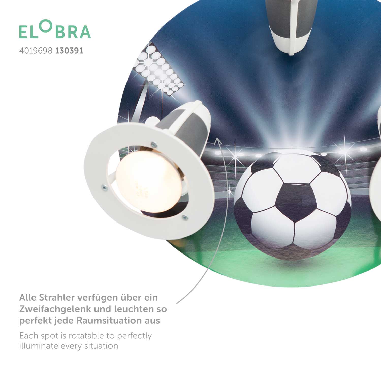 Elobra Rondell Fußballarena bodové světlo 3bodové dětské