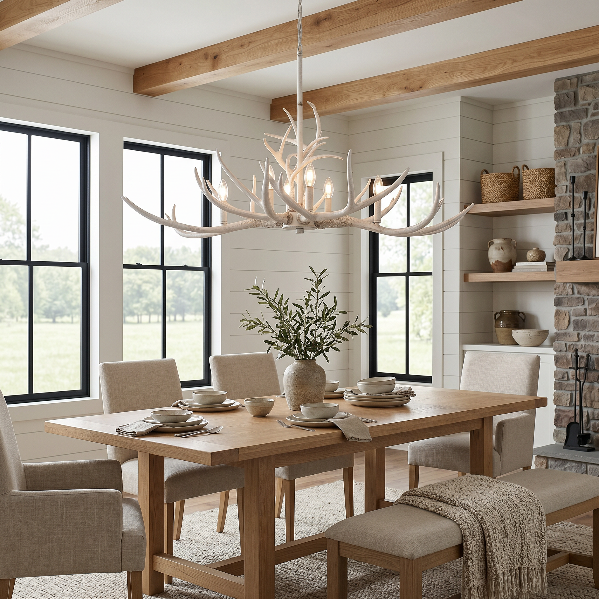 Quoizel Brosh ostrovní lustr antique white paroží