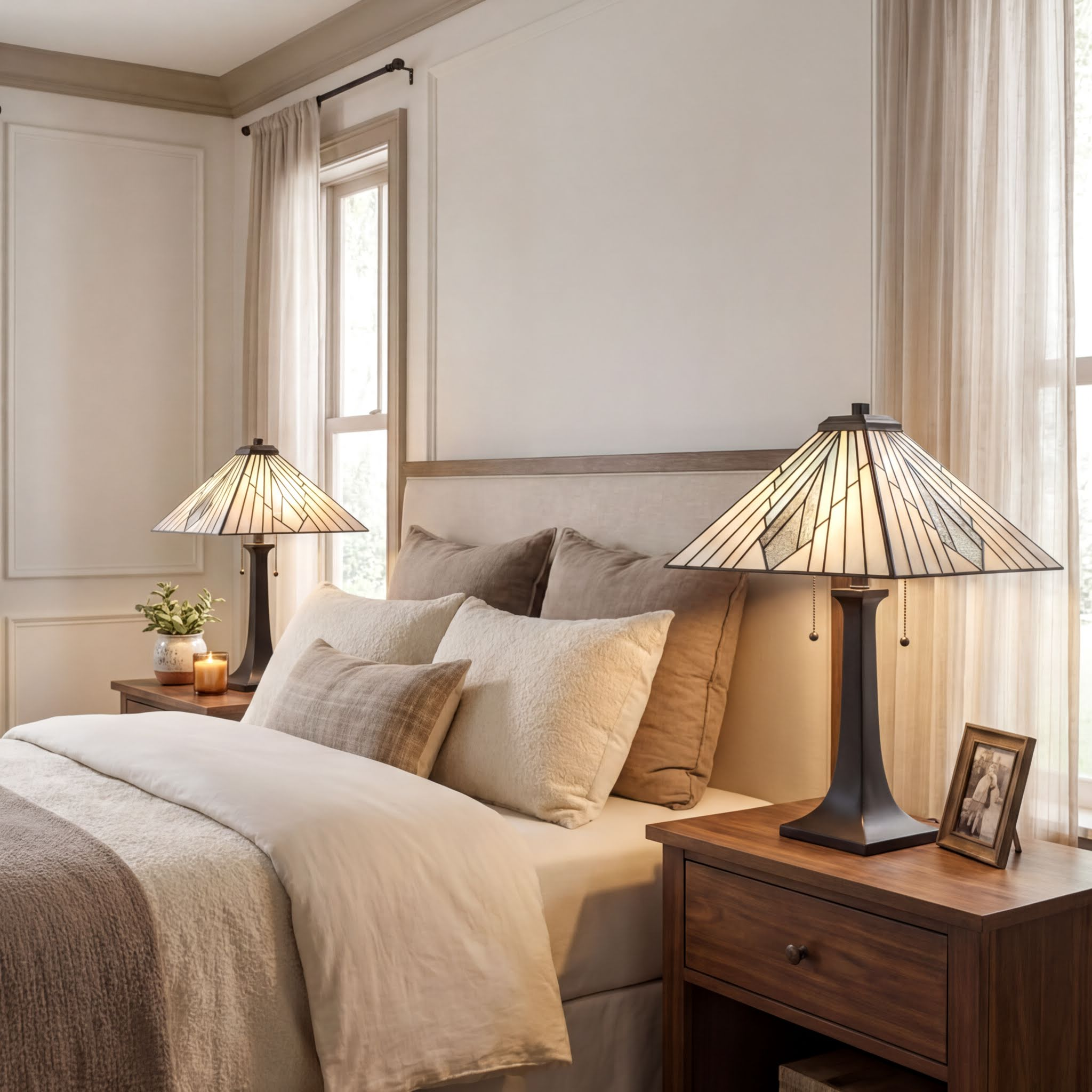 Quoizel Duvane stolní lampa matná černá vitráž
