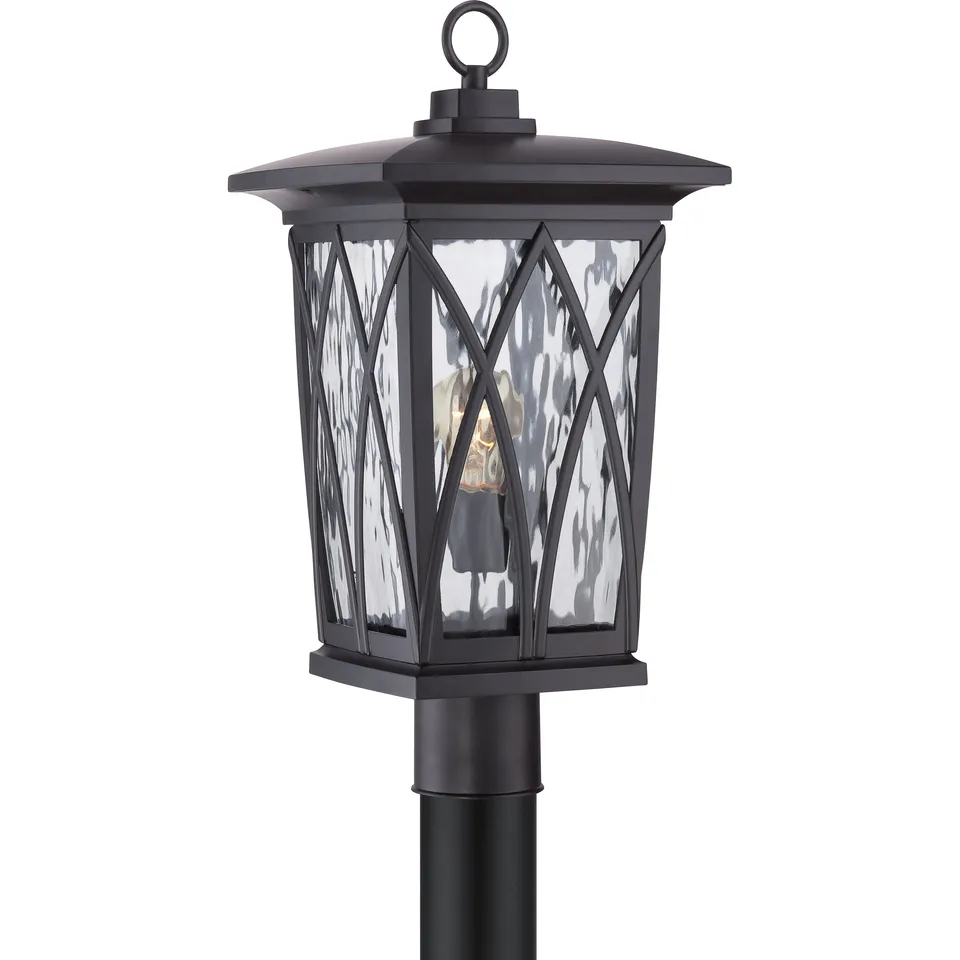 Quoizel Grover sloupkové svítídlo mystic black sklo