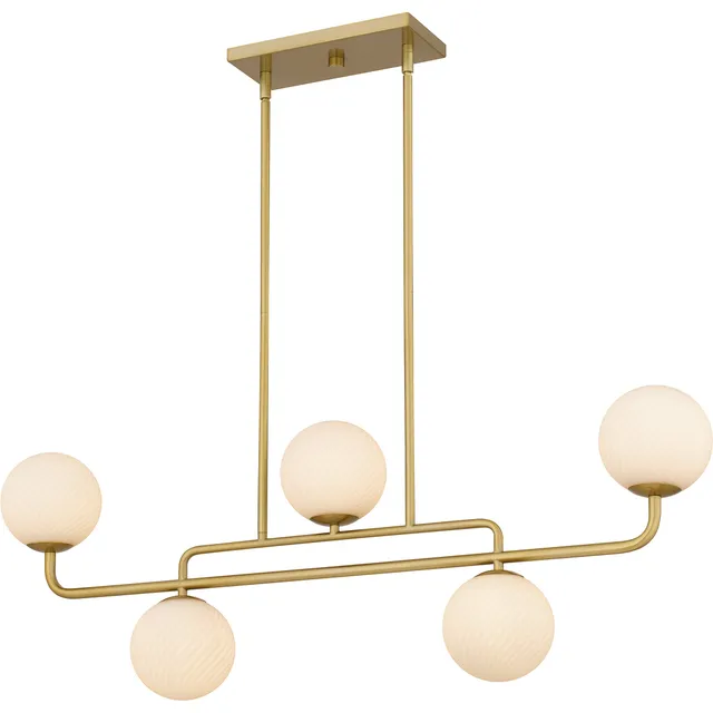 Quoizel Regis Island Light lustr brushed gold lineární sklo