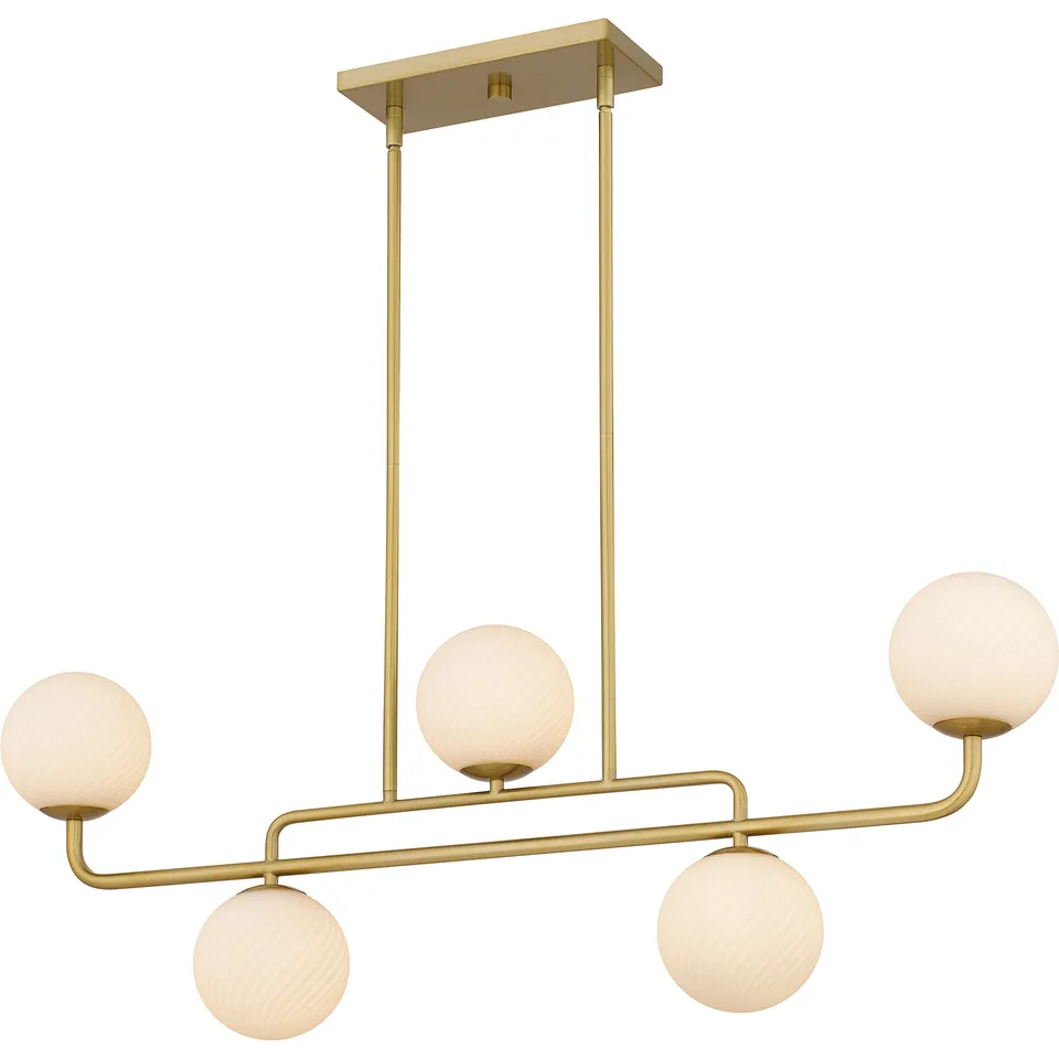 Quoizel Regis Island Light lustr brushed gold lineární sklo