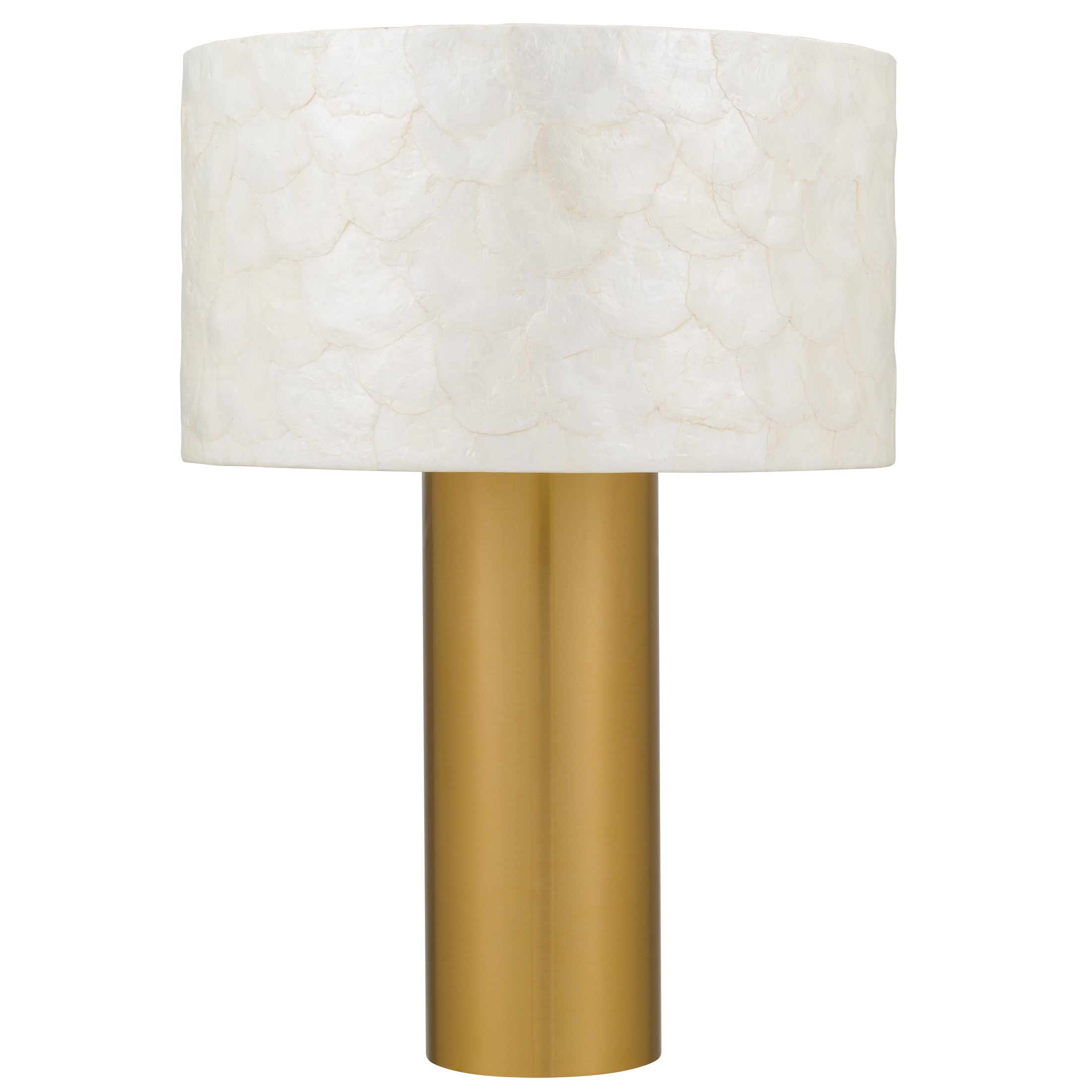 Quoizel Leland stolní lampa zlatá capiz stínidlo