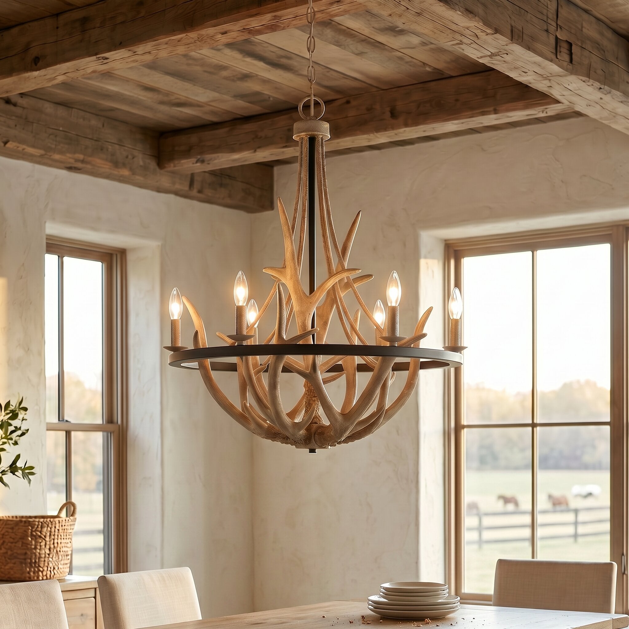 Quoizel Journey lustr 6 světel earth black paroží