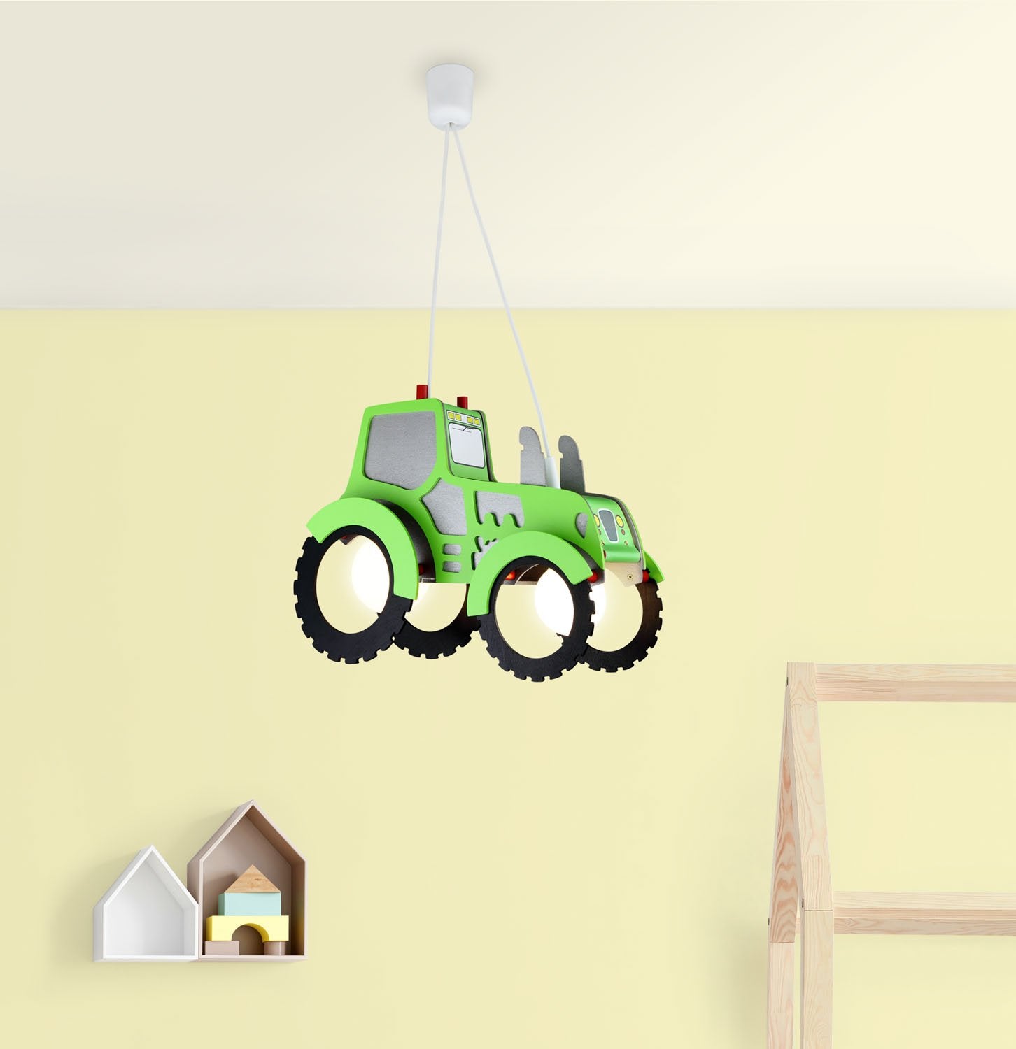 Elobra Traktor závěsné svítidlo dřevěné zelené