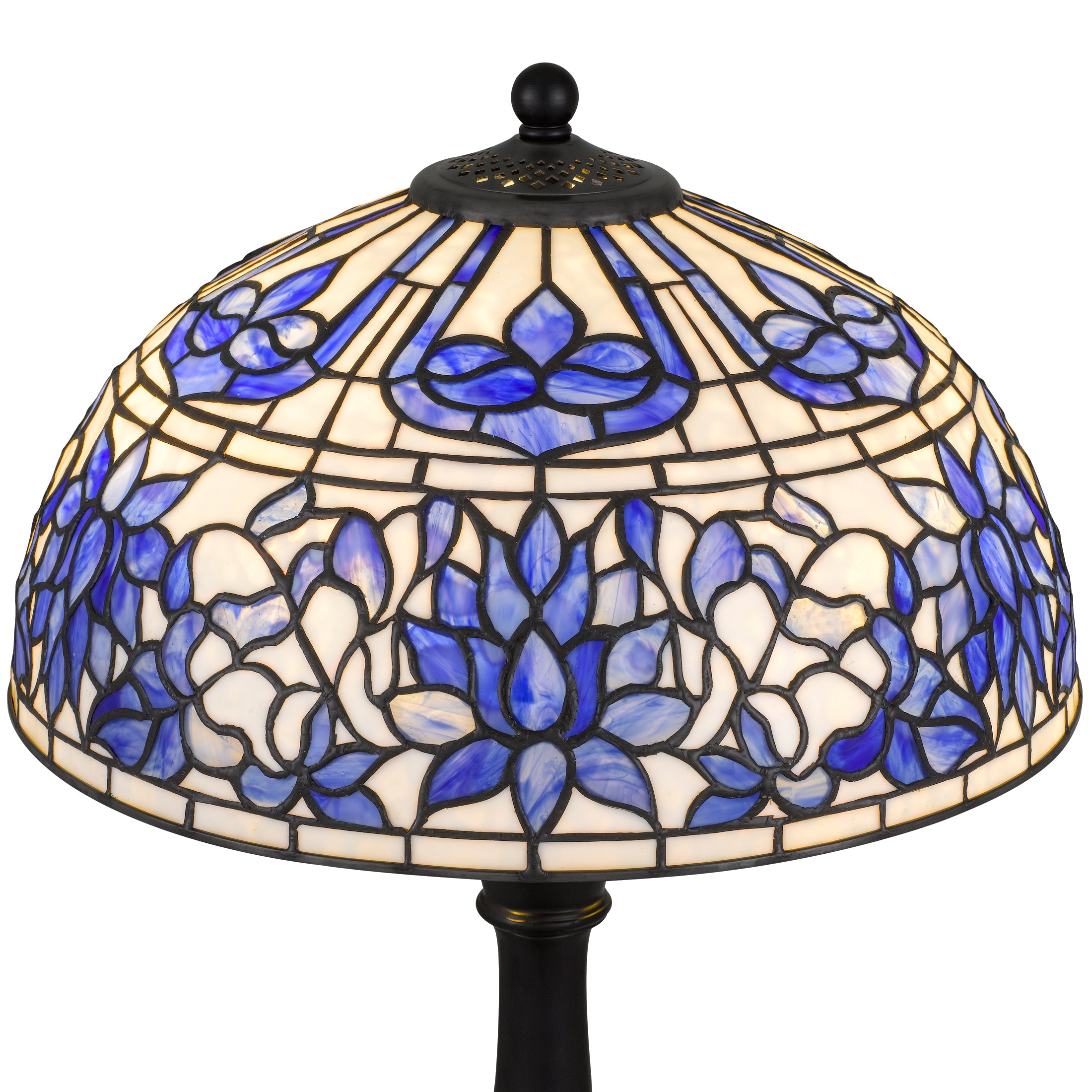 Quoizel Wisteria Bloom stolní lampa vitráž modrá