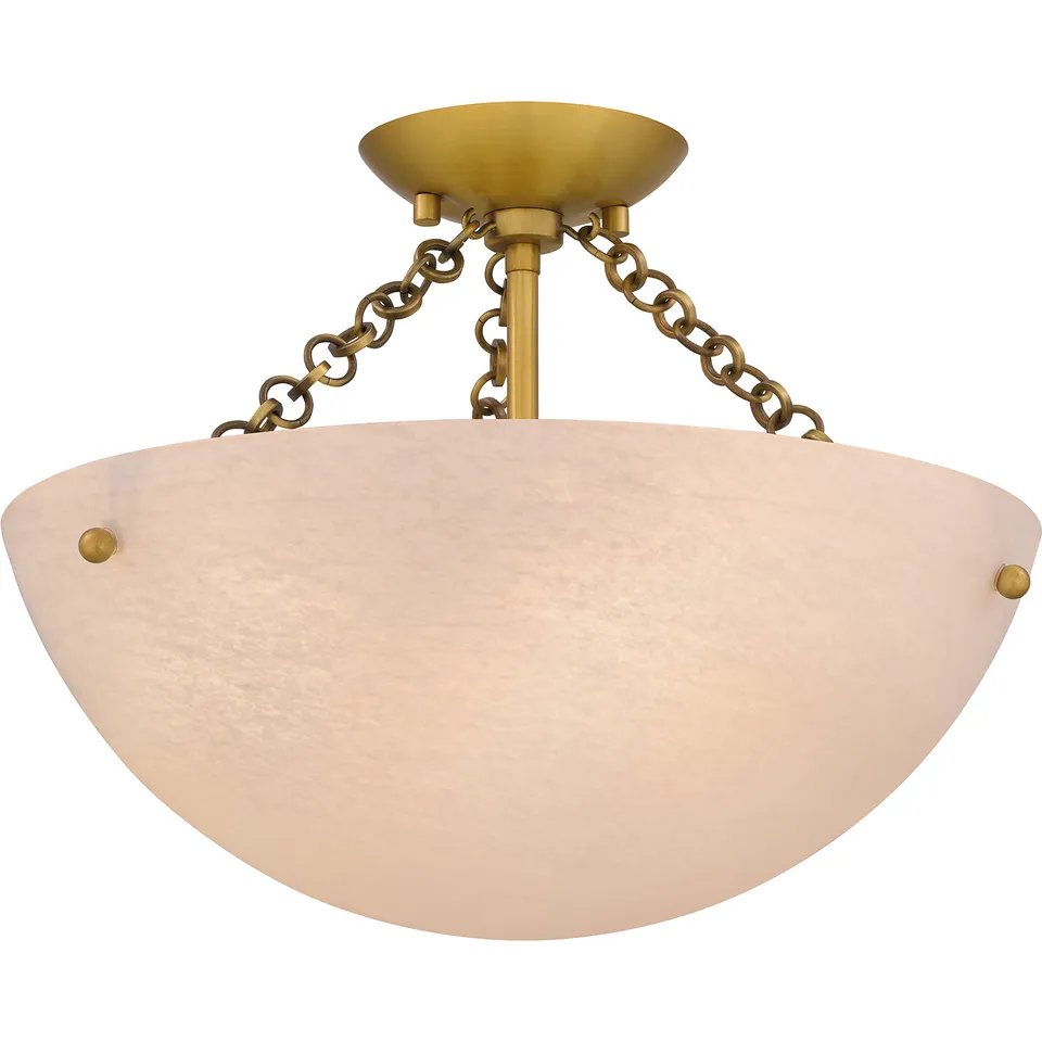 Quoizel Baylor Semi-Flush stropní svítidlo zlaté alabastr