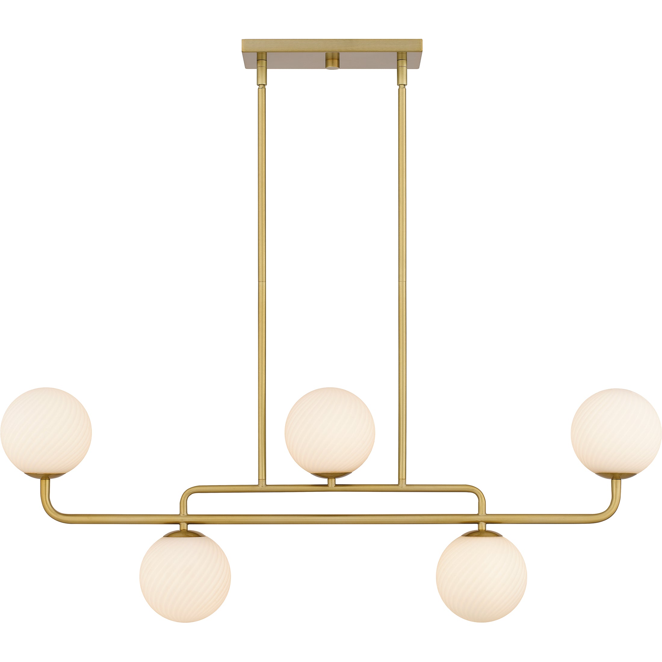 Quoizel Regis Island Light lustr brushed gold lineární sklo