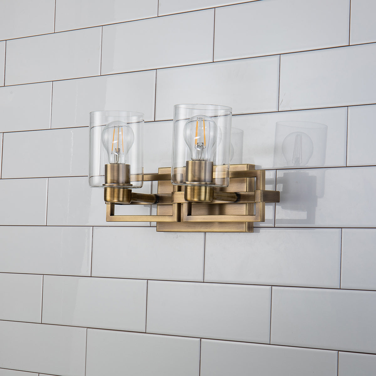 Gilded Nola Estes 2 Light koupelnové svítídlo mosaz
