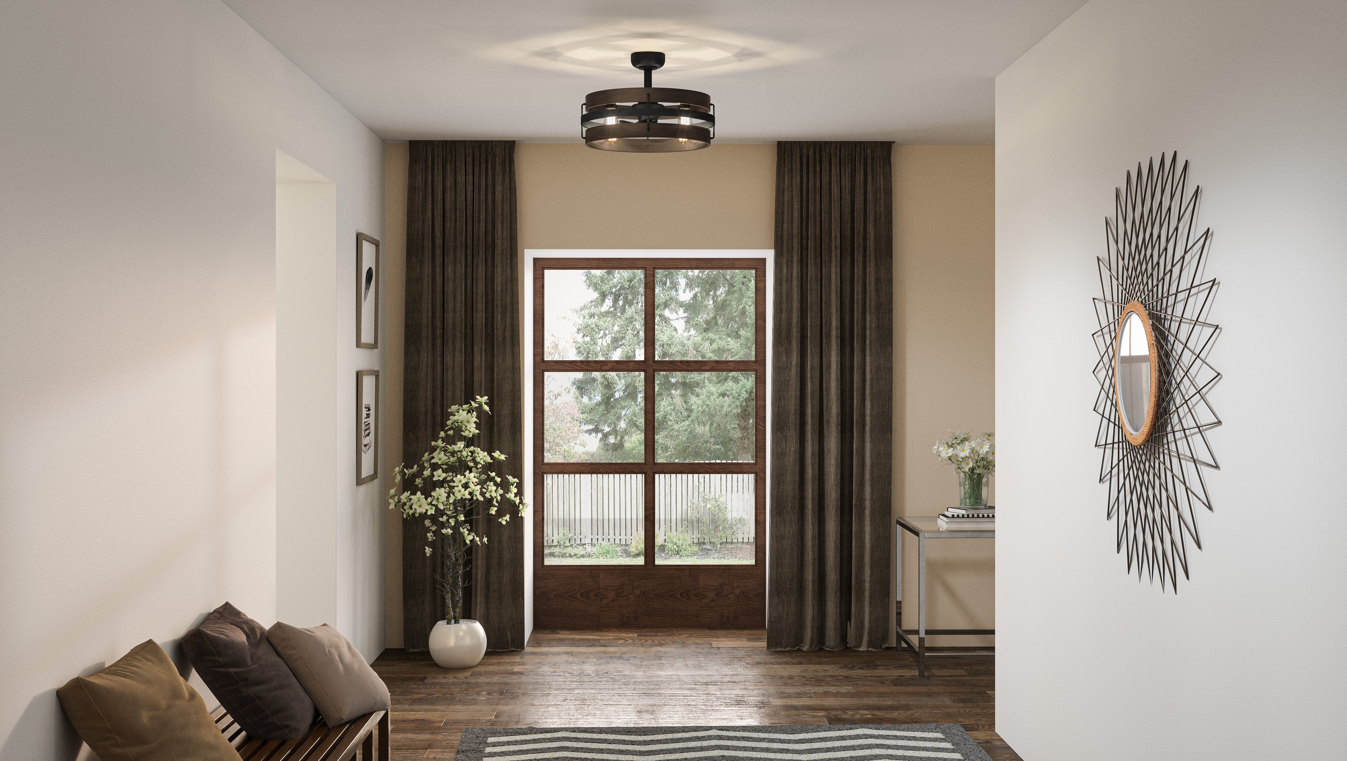 Quoizel Moyer ventilátor se světlem černý