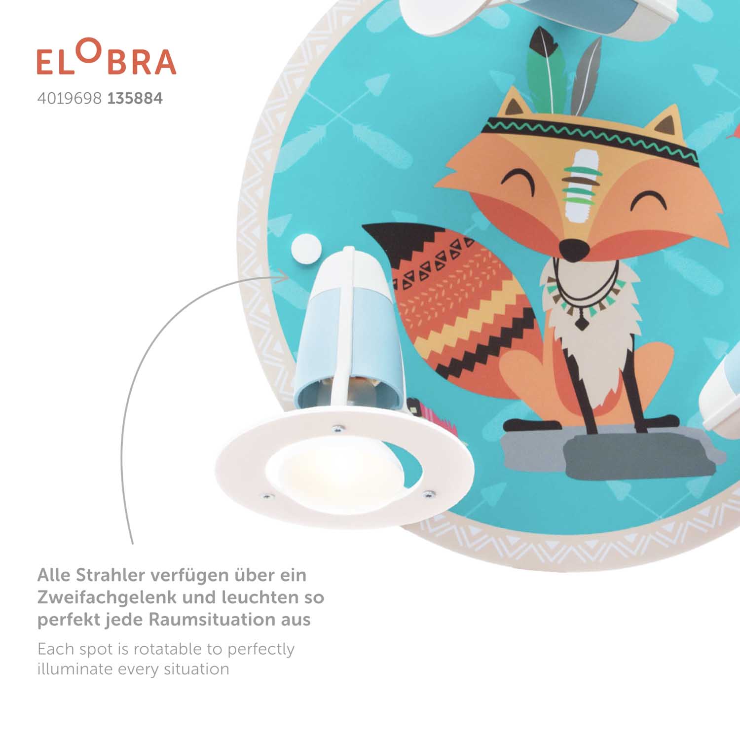 Elobra Little Indians Fuchs Filip stropní bodovka 3xE14