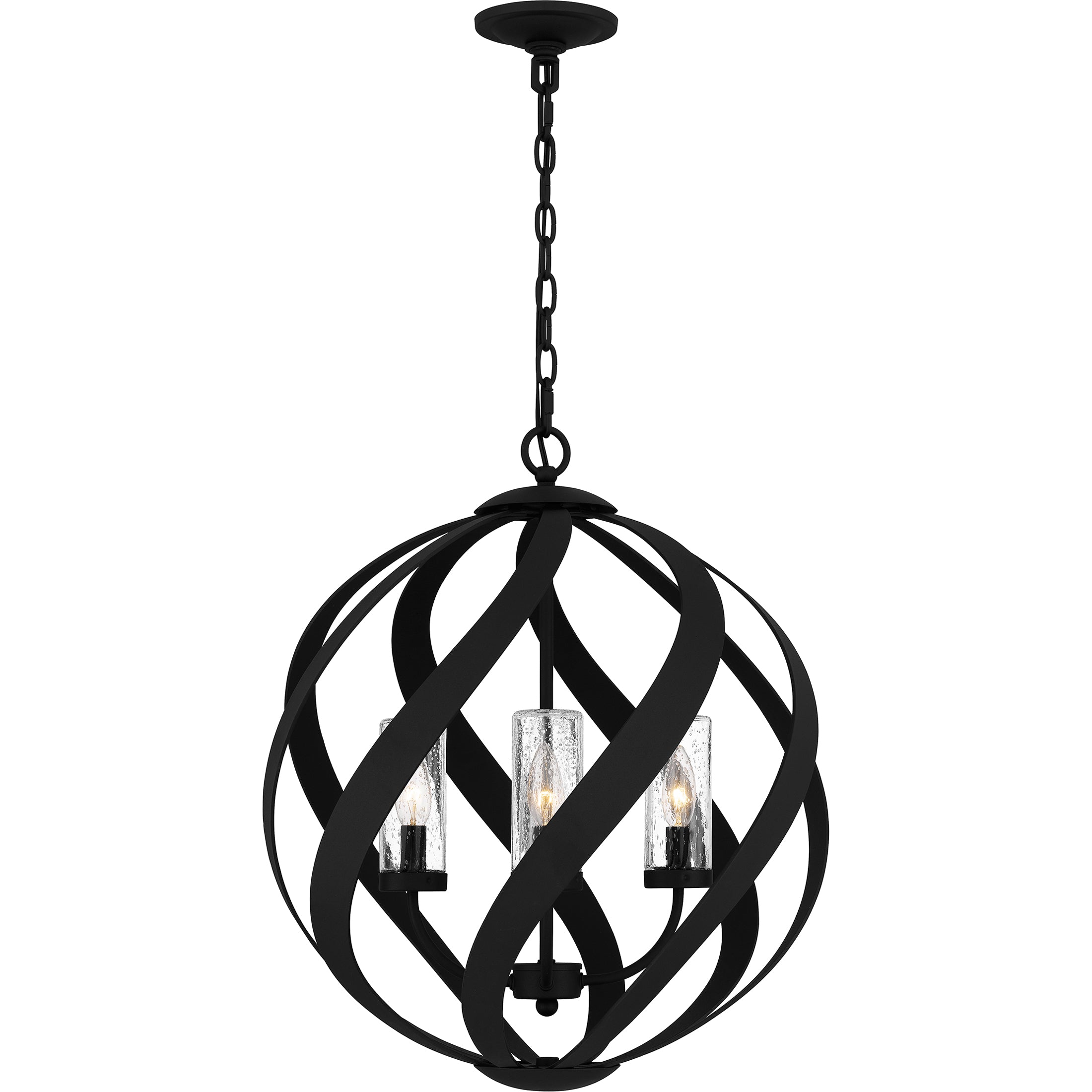 Quoizel Blacksmith zavesna lucerna cerna sklo
