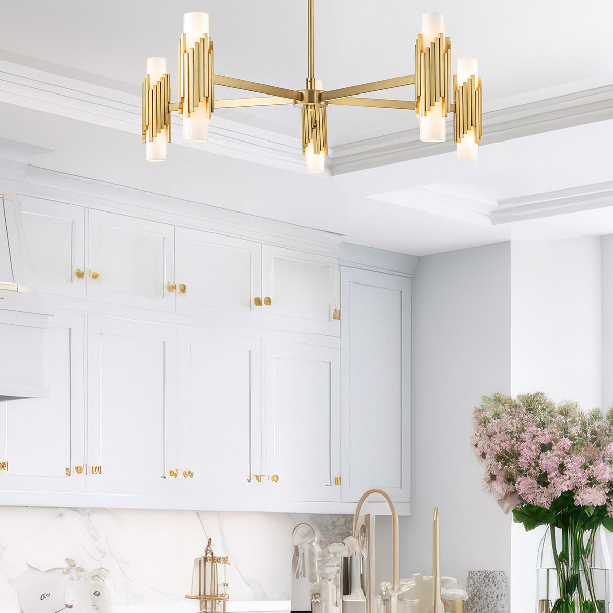 Gilded Nola Marvel 10 Light Pendant lustr mosaz 10světlo