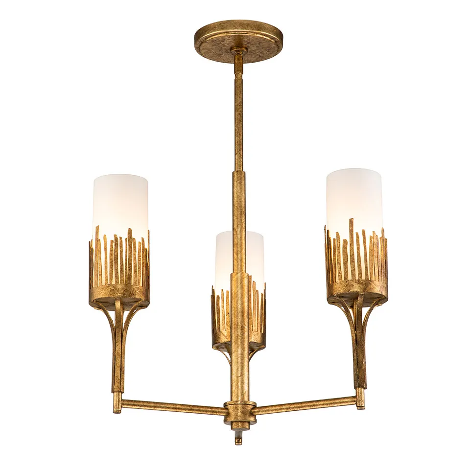 Gilded Nola Sawgrass 3 lustr zlatý bílé sklo