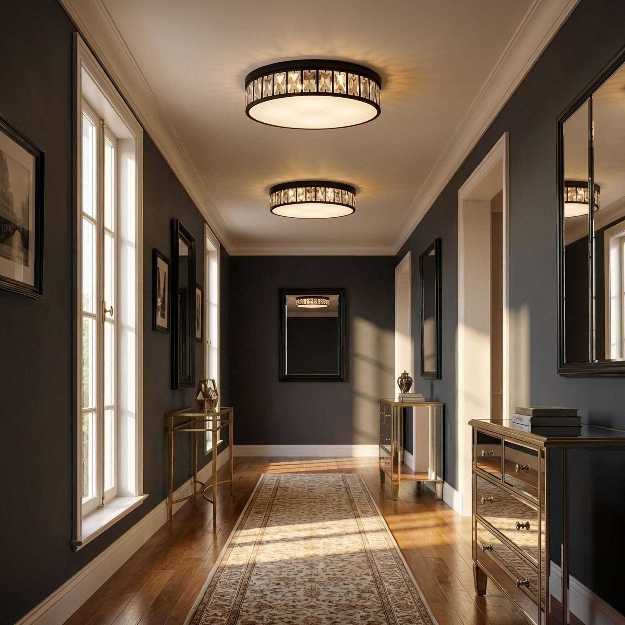 Quoizel Gibson Flush Mount stropní svítidlo matná černá křišťál
