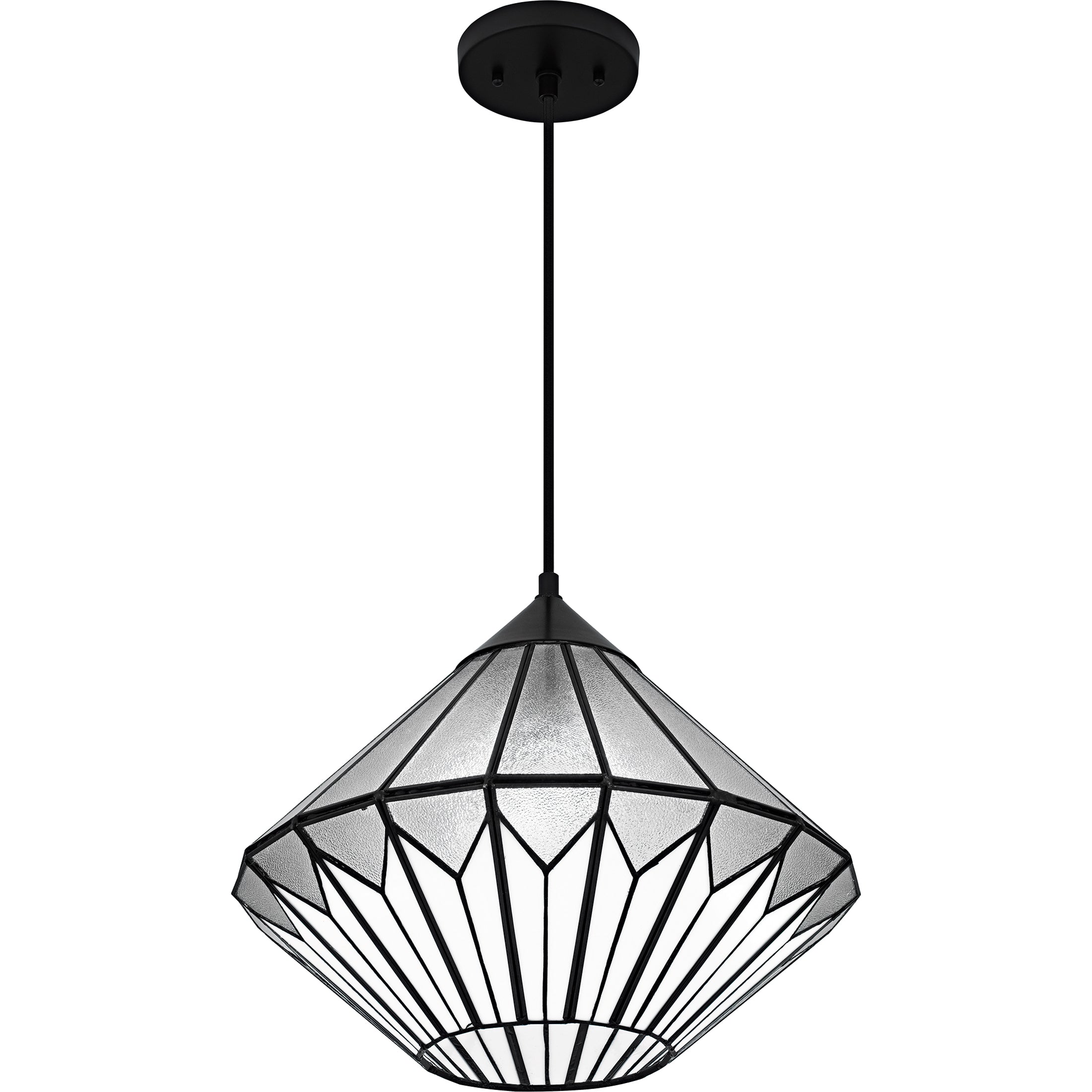 Quoizel Olivier závěsné svítídlo matte black vitráž