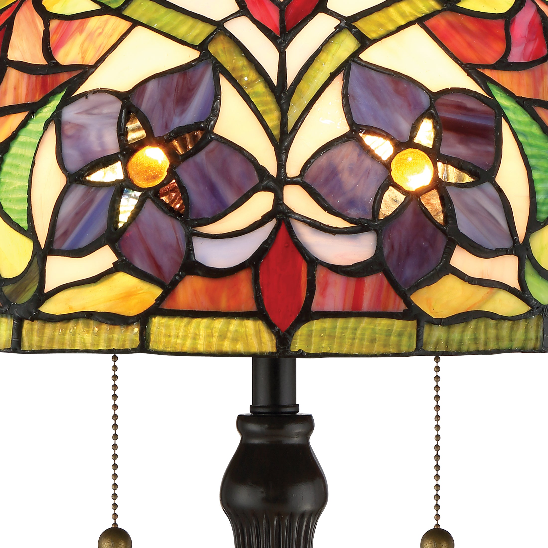 Quoizel Violets stolní lampa bronz vitráž fialky
