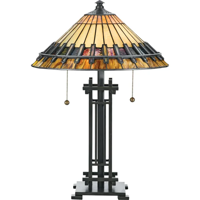 Quoizel Chastain stolní lampa černá vitráž