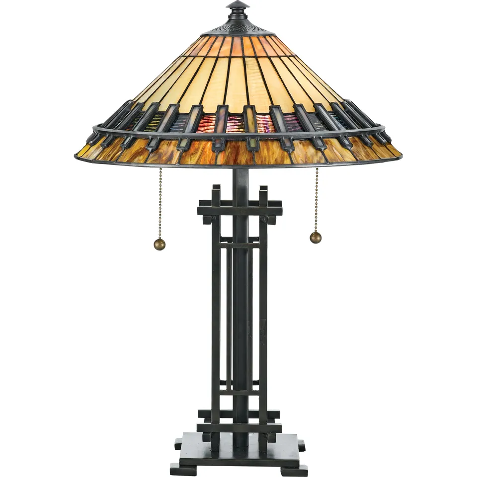 Quoizel Chastain stolní lampa černá vitráž